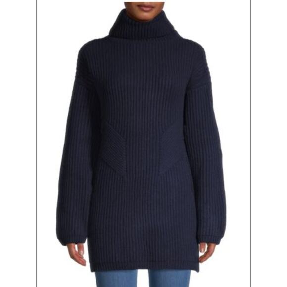 NWT Thakoon Navy Chunky Turtleneck Sweater 100% Geelong Lambswool Size M - Picture 1 of 11